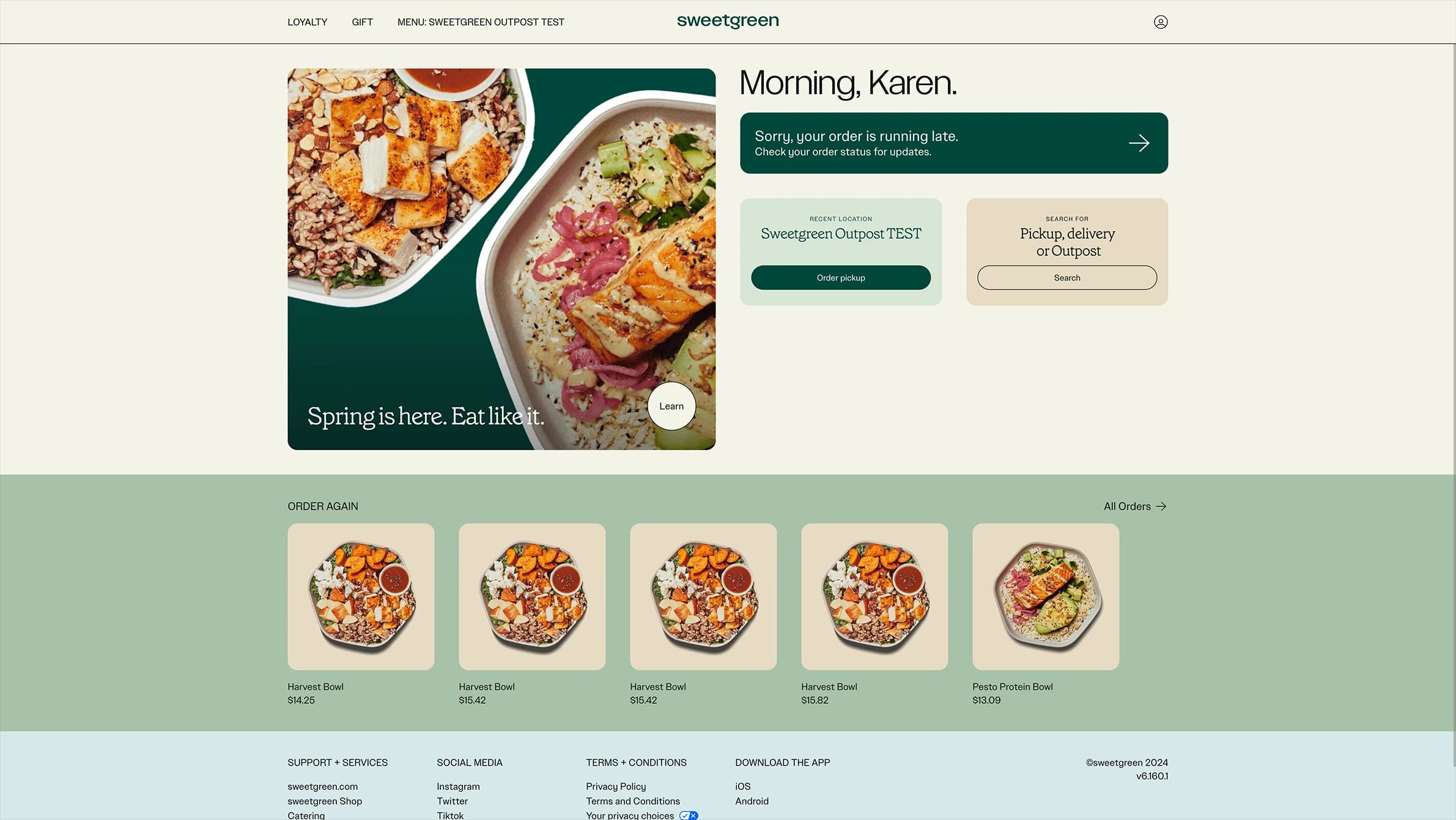 Screenshot of the Sweetgreen project