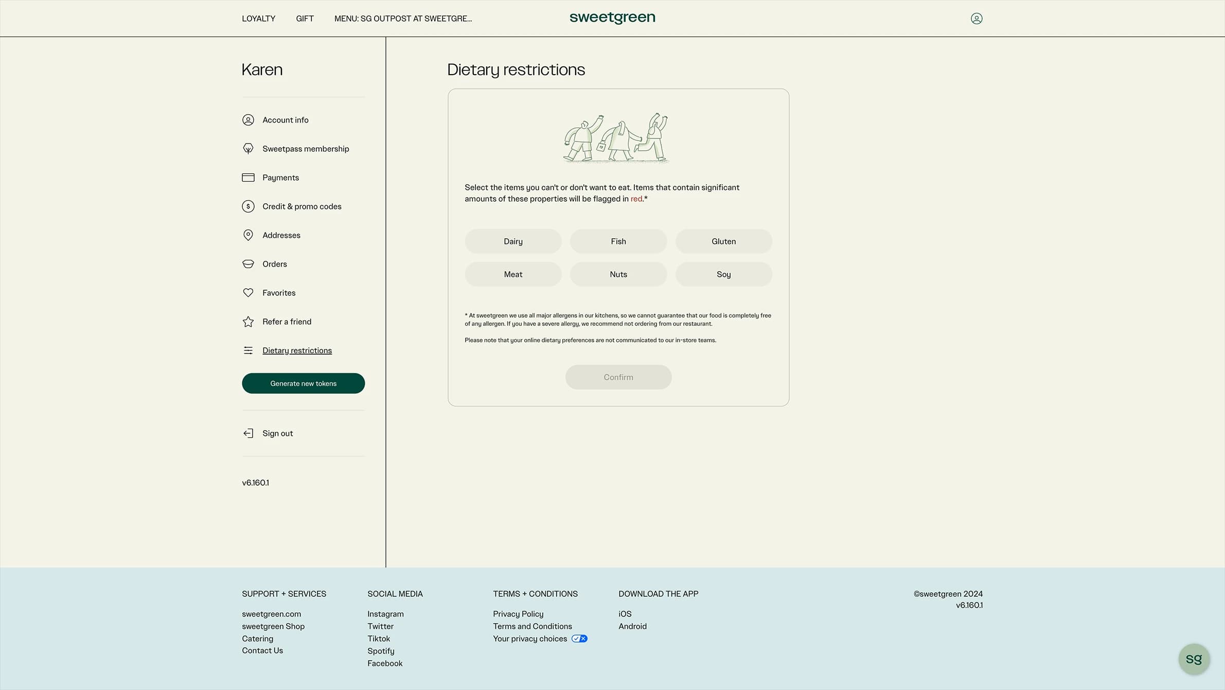 Screenshot of the Sweetgreen project