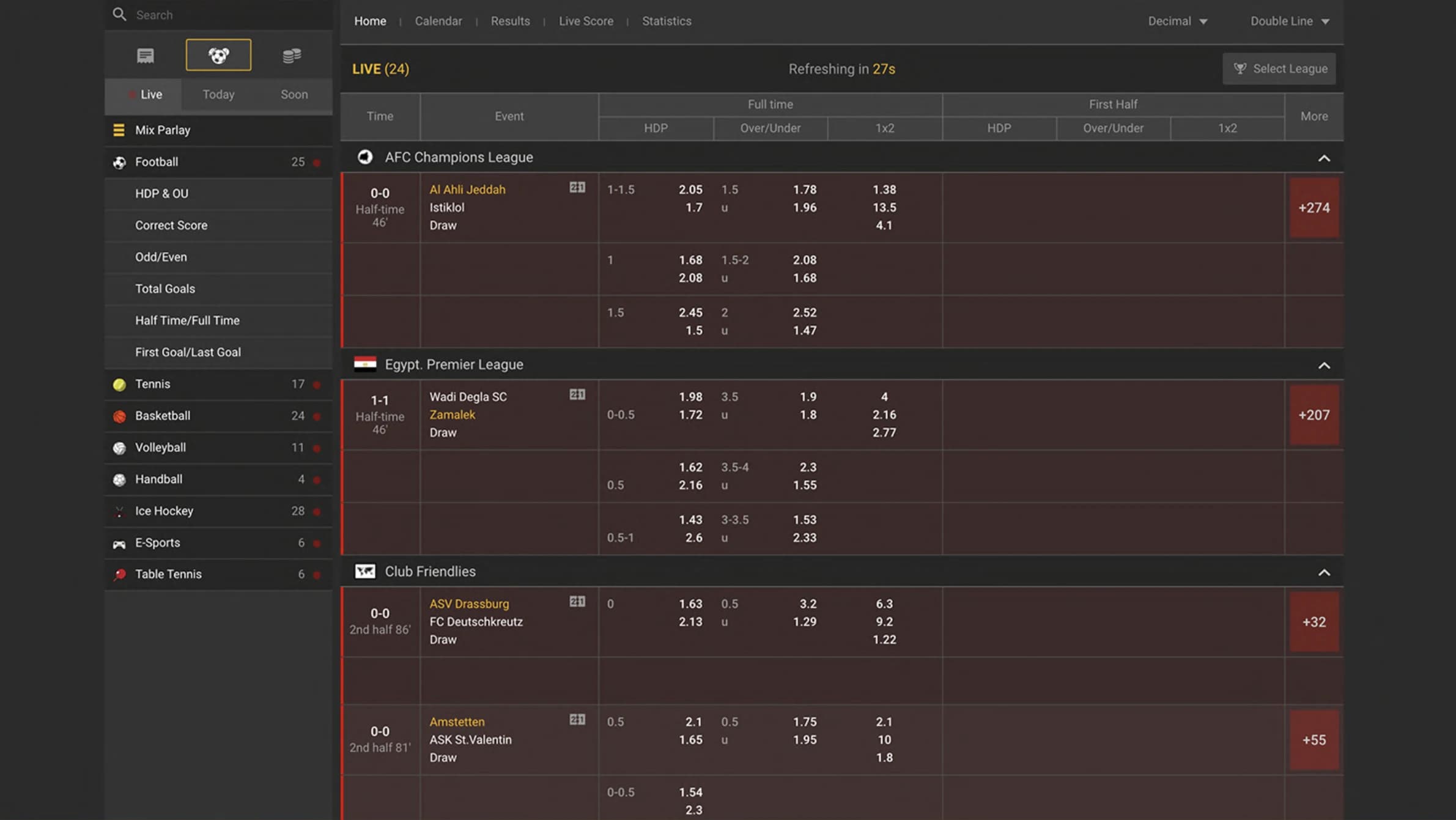 Screenshot of the Sportsbook project