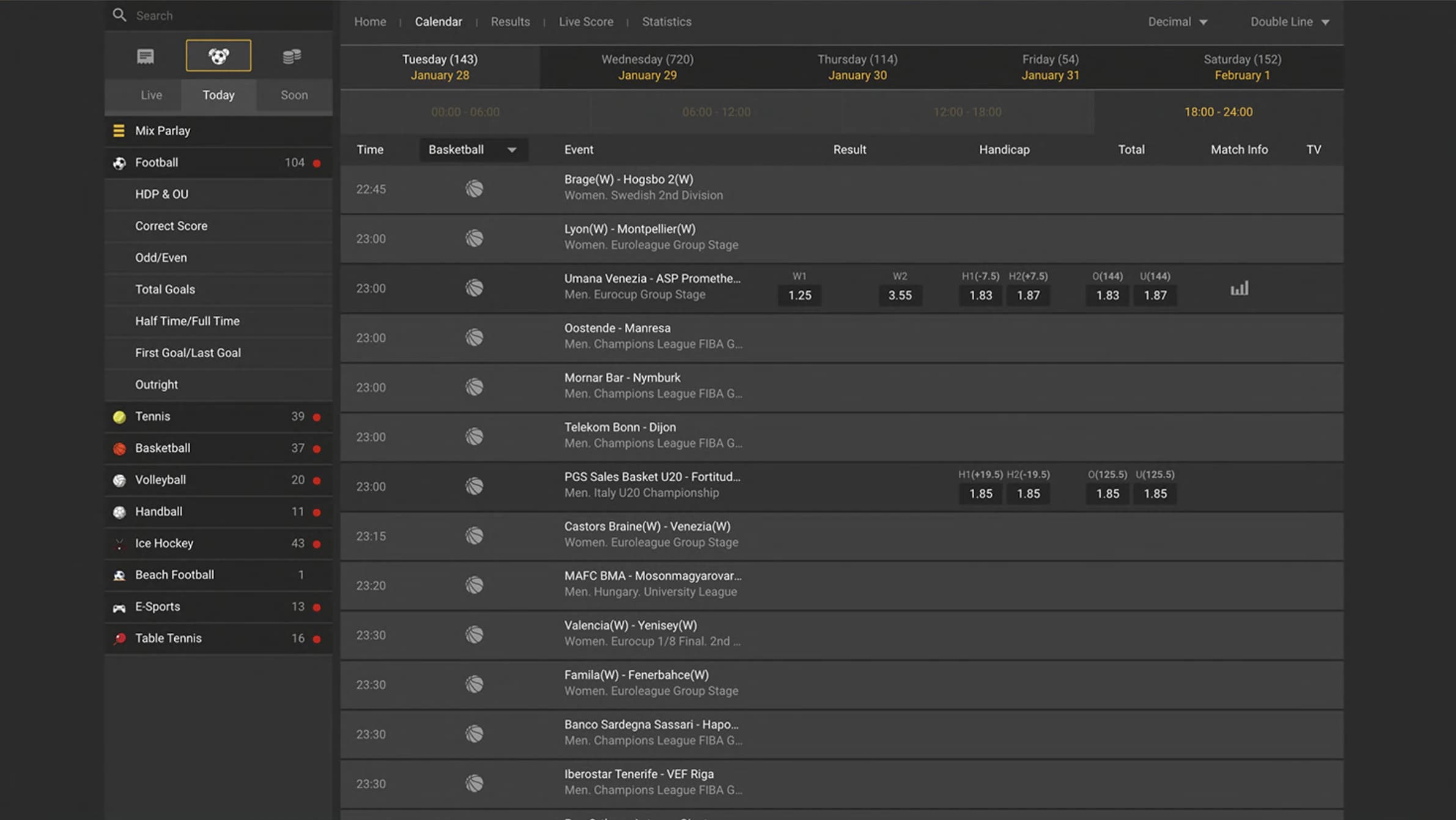 Screenshot of the Sportsbook project