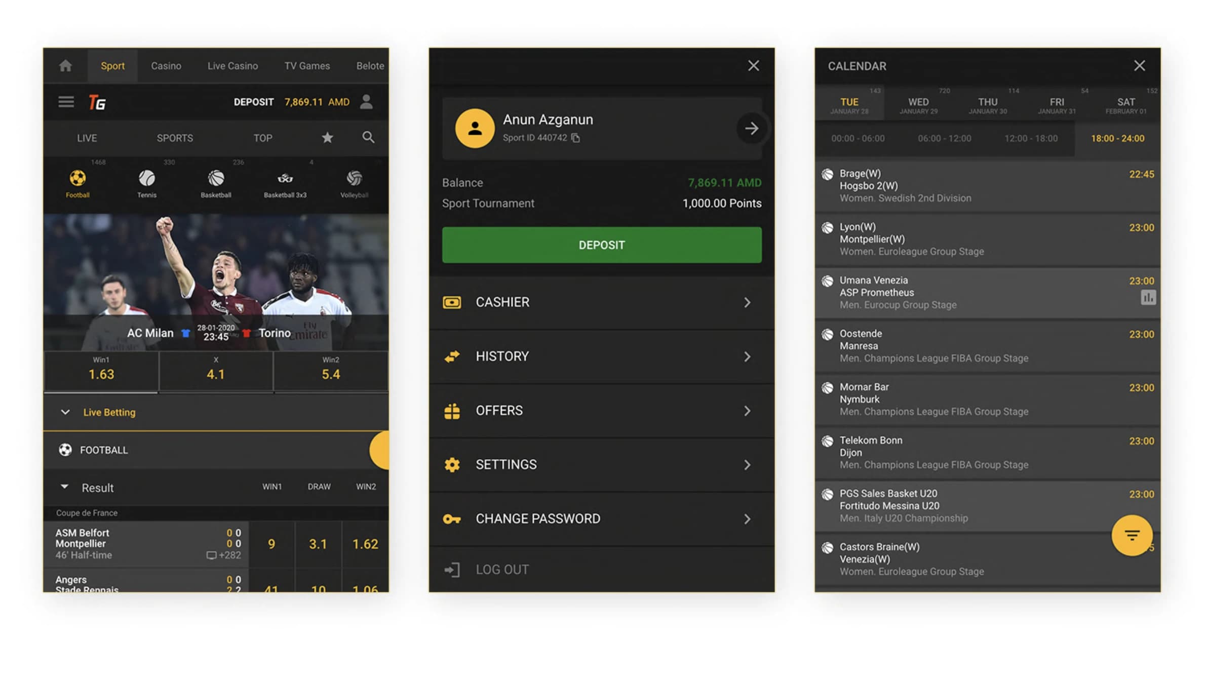 Screenshot of the Sportsbook project